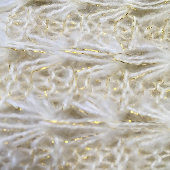 Cream with Gold Metallic Threads Knit Infinity Scarf - Picture 3 of 5
